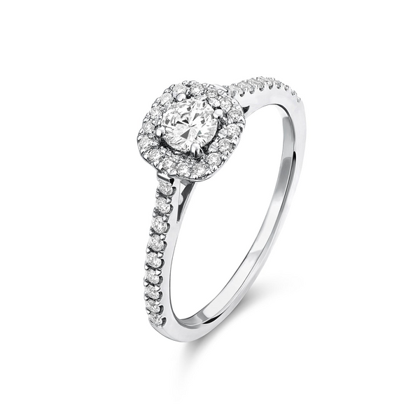 14KW Cushion Halo Diamond Engagement Ring Barthau Jewellers Stouffville, ON