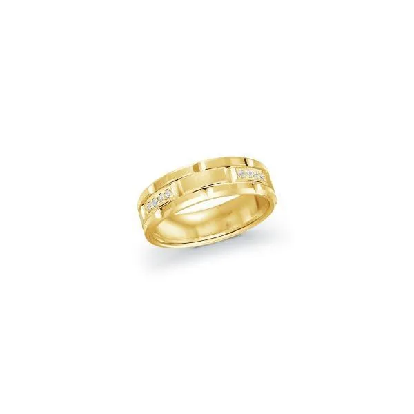 10K Yellow Gold 7MM 0.16TW Diamond Wedding Band Barthau Jewellers Stouffville, ON