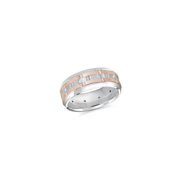 10K White & Rose Gold 8MM 0.15TW Diamond Wedding Band Barthau Jewellers Stouffville, ON
