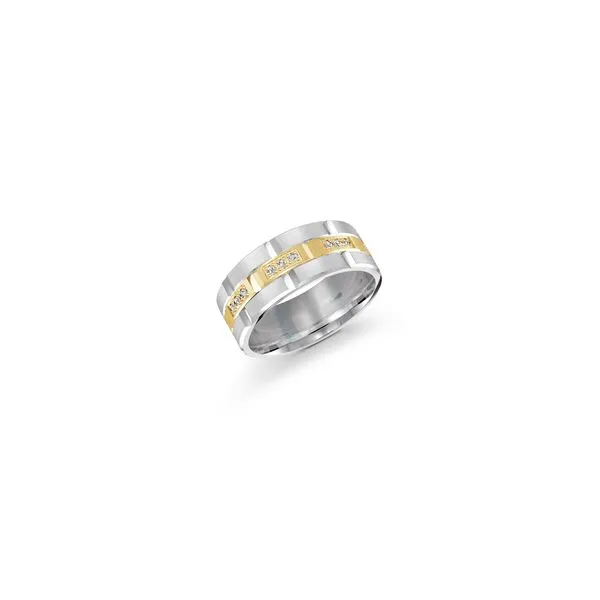 10K White & Yellow Gold 9MM 0.27TW Diamond Wedding Band Barthau Jewellers Stouffville, ON