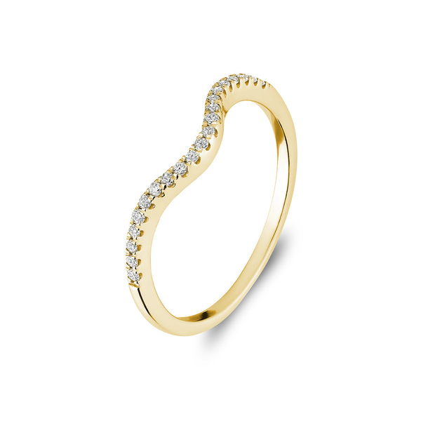 14K Yellow Gold 0.10tw Diamond Curved Band Barthau Jewellers Stouffville, ON