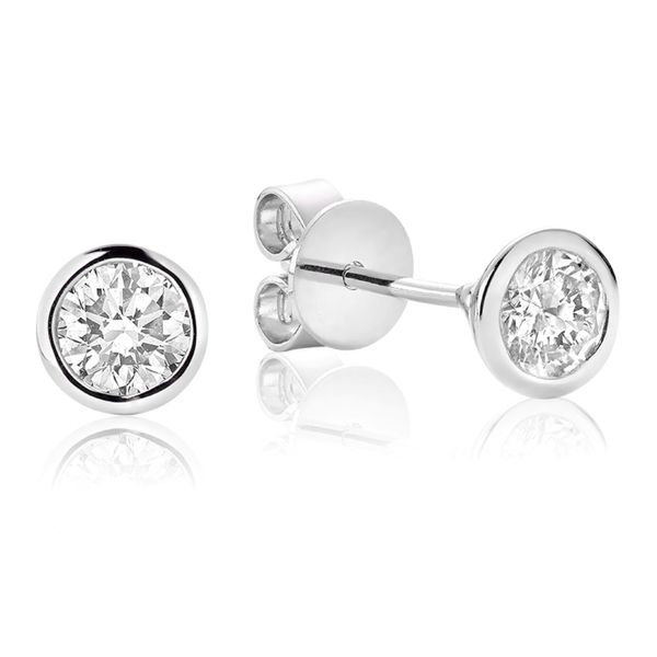 10K White Gold 0.10TW Diamond Bezel Stud Earrings Barthau Jewellers Stouffville, ON