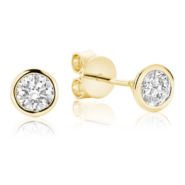10K Yellow Gold 0.10TW Diamond Bezel Stud Earrings Barthau Jewellers Stouffville, ON