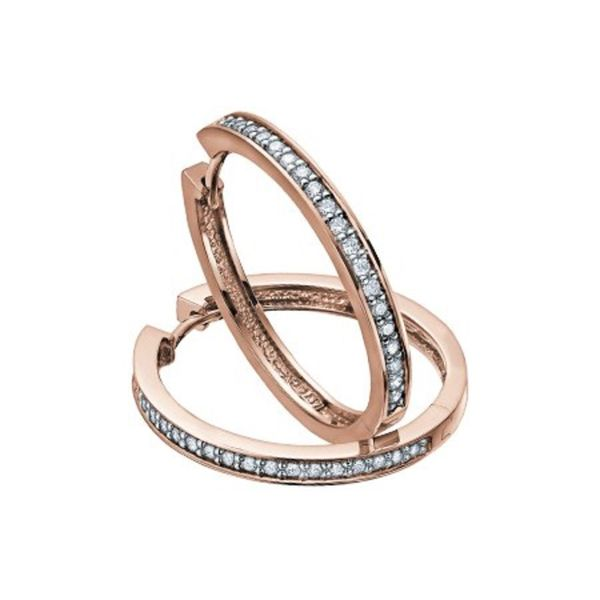 10K Rose Gold 0.15TW Diamond Hoop Earrings Barthau Jewellers Stouffville, ON