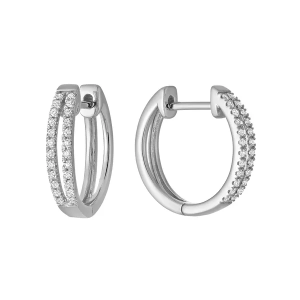 10K White Gold Diamond Huggie Earrings Barthau Jewellers Stouffville, ON