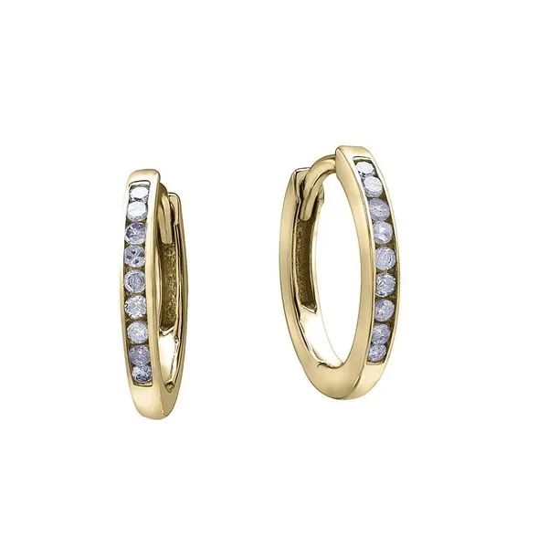 10K Yellow Gold 0.10TW Diamond Hoop Earrings Barthau Jewellers Stouffville, ON