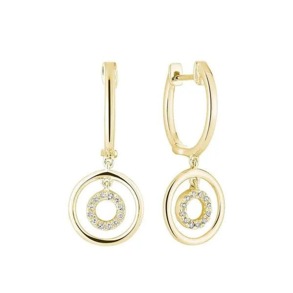 10K Yellow Gold Double Circle Diamond Dangle Earrings Barthau Jewellers Stouffville, ON