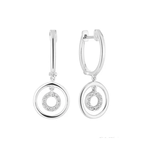 10K White Gold Double Circle Diamond Dangle Earrings Barthau Jewellers Stouffville, ON