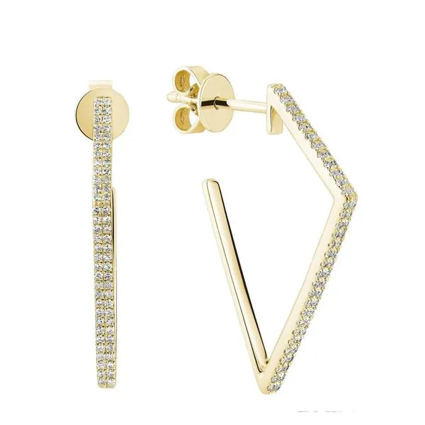 14K Yellow Triangular Diamond Hoop Earrings Barthau Jewellers Stouffville, ON
