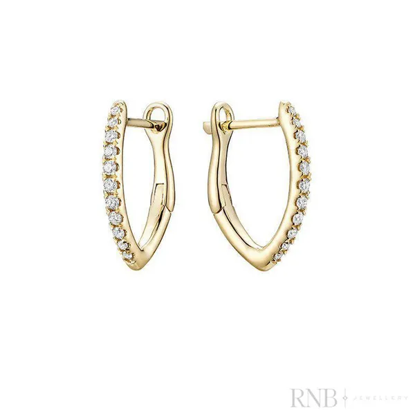 10K Yellow Gold V-Shaped Diamond Huggie Earrings Barthau Jewellers Stouffville, ON