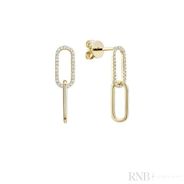 10K Yellow Gold Diamond Paper Clip Earrings Barthau Jewellers Stouffville, ON