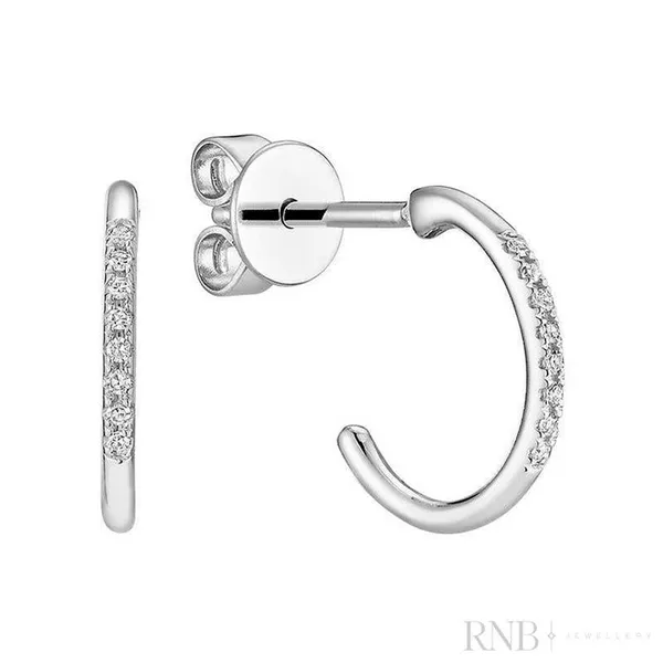 10K White Gold Diamond C-Hoop Earrings Barthau Jewellers Stouffville, ON