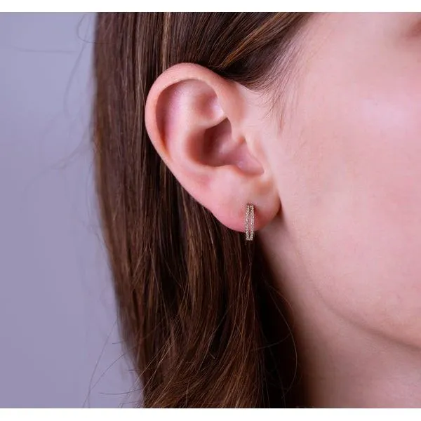 10K White Gold Diamond Huggie Earrings Image 2 Barthau Jewellers Stouffville, ON