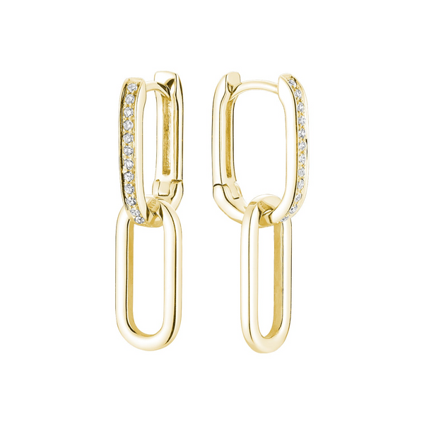 14K Yellow Gold Paper Clip Diamond Dangle Earrings Barthau Jewellers Stouffville, ON