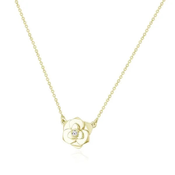 14KY Camellia Flower Diamond Necklace Barthau Jewellers Stouffville, ON