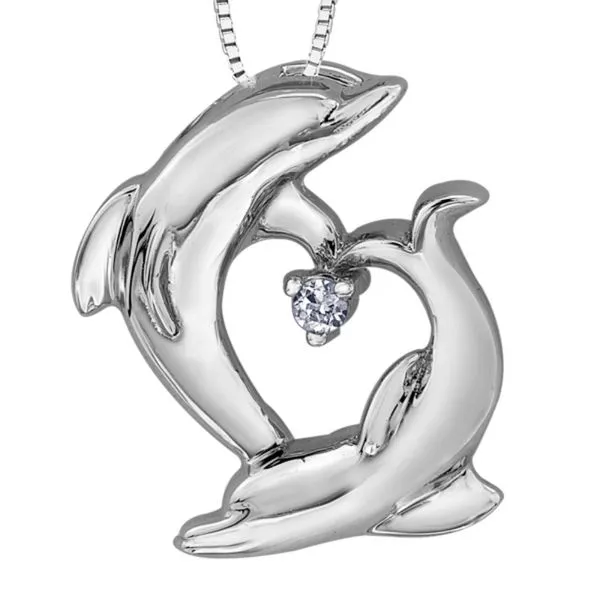 10K WHITE GOLD DIAMOND SET DOLPHIN NECKLACE Barthau Jewellers Stouffville, ON
