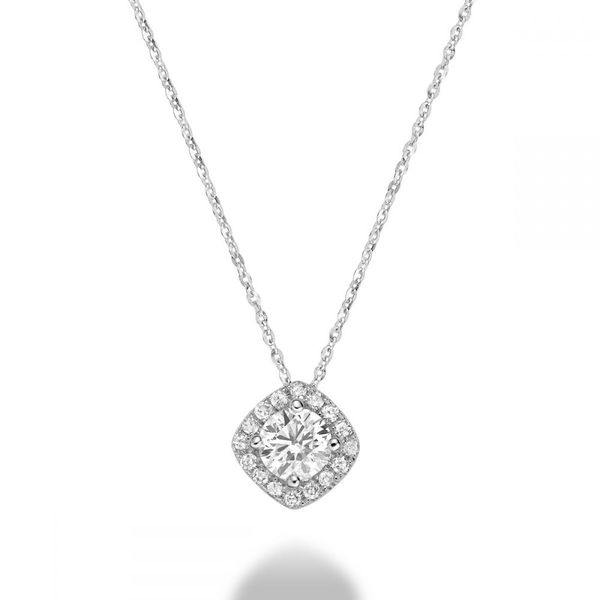 14KW Diamond Halo Necklace Barthau Jewellers Stouffville, ON