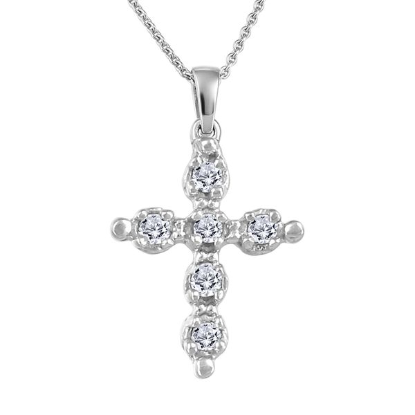10KW Diamond Set Cross Necklace (Child 14