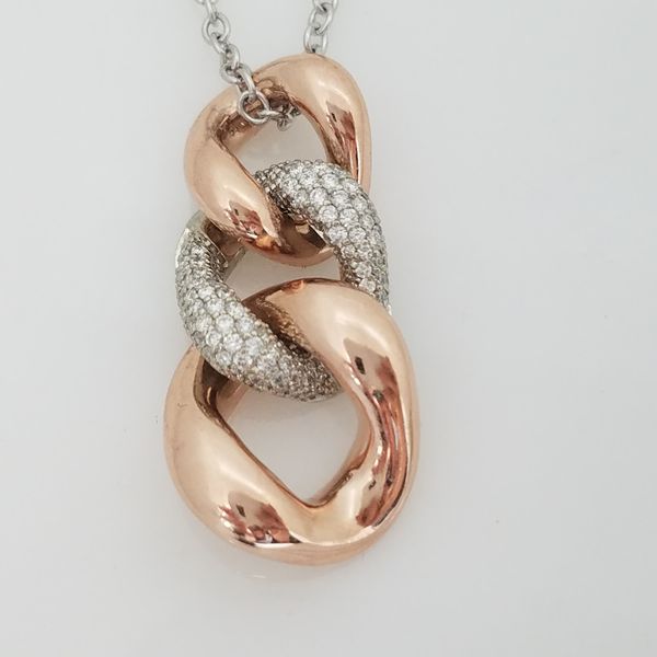 14K White & Rose Gold Miami Link Diamond Set Necklace Image 4 Barthau Jewellers Stouffville, ON