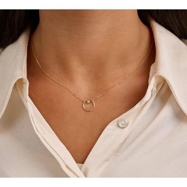 10K White Gold Diamond Set Circle Necklace Image 2 Barthau Jewellers Stouffville, ON