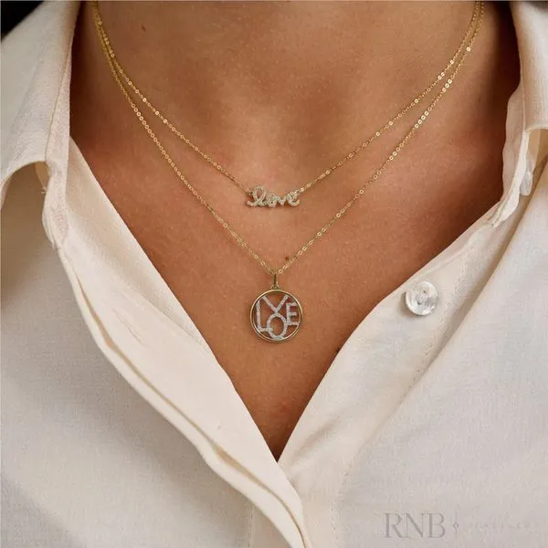 10K Yellow Gold Diamond LOVE Circle Necklace Image 2 Barthau Jewellers Stouffville, ON