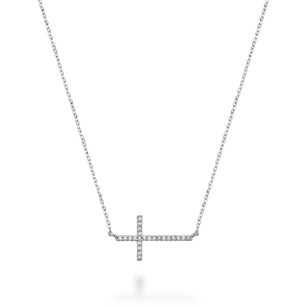 10KW Sideways Cross Diamond Necklace Barthau Jewellers Stouffville, ON