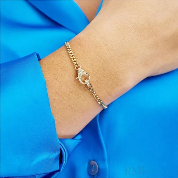 14K Yellow Gold Cuban Link Bracelet Diamond Clasp Image 2 Barthau Jewellers Stouffville, ON