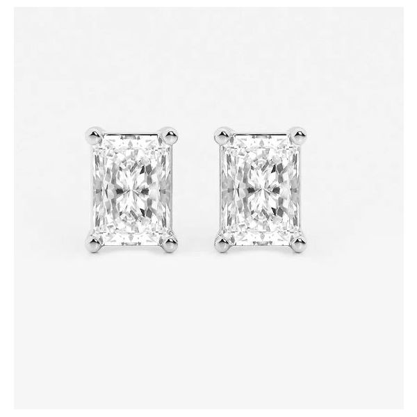 14K White Gold 2.03tw Radiant Shape VS+ F+ Lab-Grown Diamonds Stud Earrings Threaded Backs Barthau Jewellers Stouffville, ON