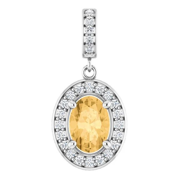 14K White Gold Citrine & Lab-Grown Diamond Necklace Barthau Jewellers Stouffville, ON