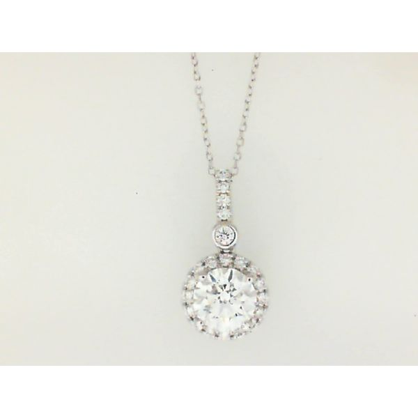 14K White Gold 1.25TW Lab-Grown Diamond Halo Necklace Image 2 Barthau Jewellers Stouffville, ON