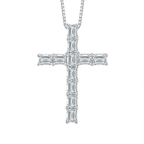 14K White Gold 2.16tw Lab-Grown Diamond Cross Necklace Barthau Jewellers Stouffville, ON