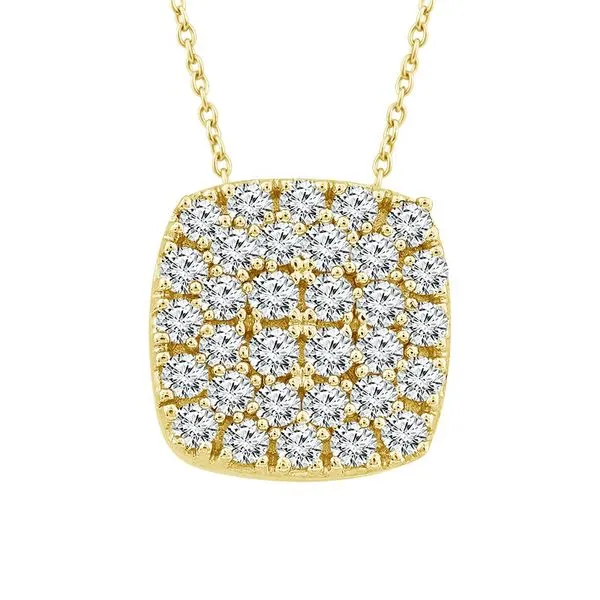 Sterling Silver Gold Plated 0.16TW Lab-Grown Diamond Cushion Shape Neclace Barthau Jewellers Stouffville, ON