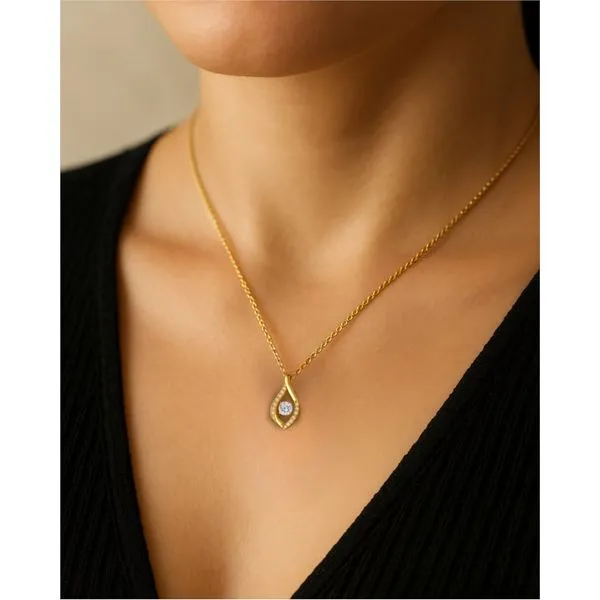 10K Yellow Gold Teardrop 0.30TW Lab Grown Dancing Diamond Necklace Image 2 Barthau Jewellers Stouffville, ON