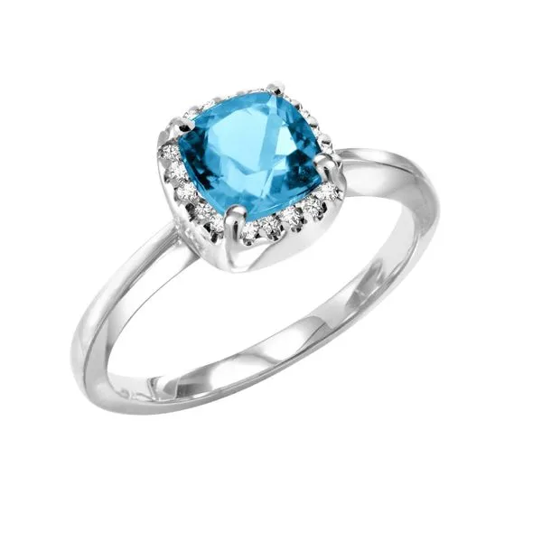 10KW Blue Topaz & Diamond Halo Ring Barthau Jewellers Stouffville, ON