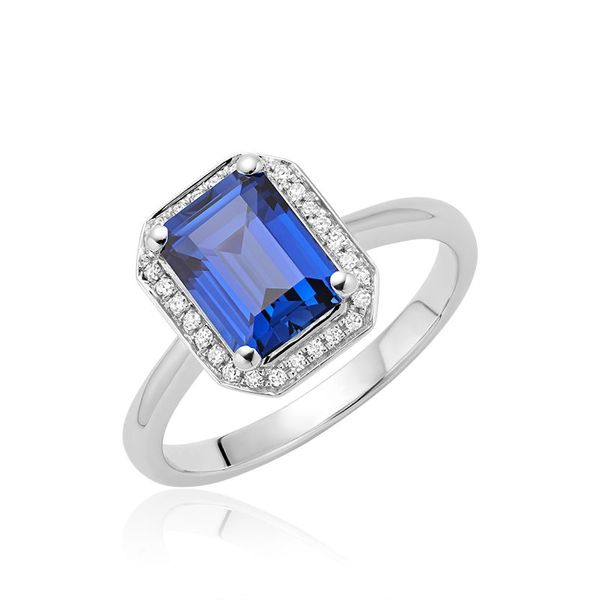10K White Gold Lab-Grown Blue Sapphire & Diamond Ring Barthau Jewellers Stouffville, ON