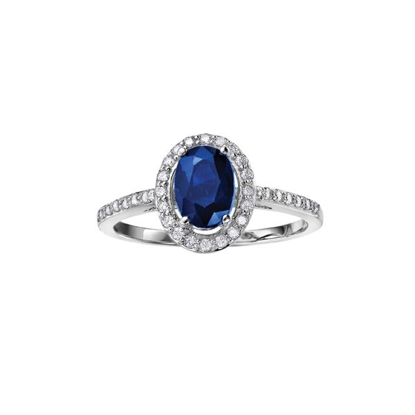 10KW Blue Sapphire & Diamond Halo Ring Barthau Jewellers Stouffville, ON