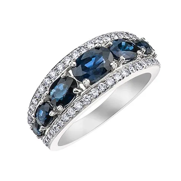 10K White Gold Blue Sapphire & Diamond Ring Barthau Jewellers Stouffville, ON