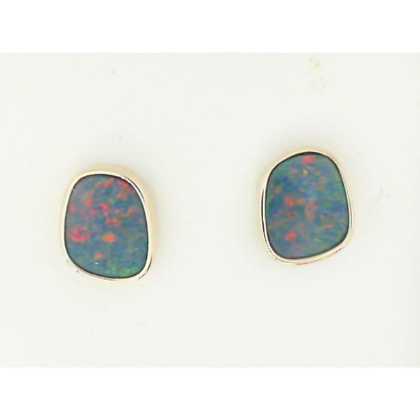 14K Yellow Gold Australian Opal Doublet Earrings 'ASBL' Image 2 Barthau Jewellers Stouffville, ON