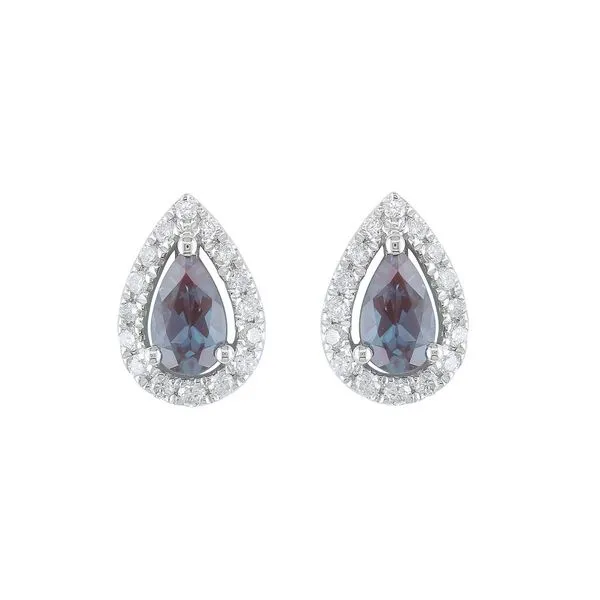 14K White Gold Created Alexandrite & Diamond Earrings Barthau Jewellers Stouffville, ON