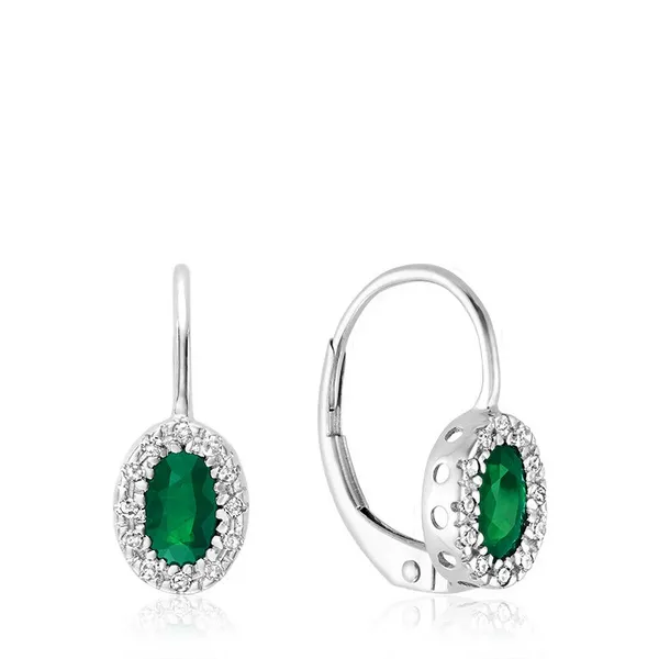 10K White Gold Emerald & Diamond Dangle Earrings Barthau Jewellers Stouffville, ON