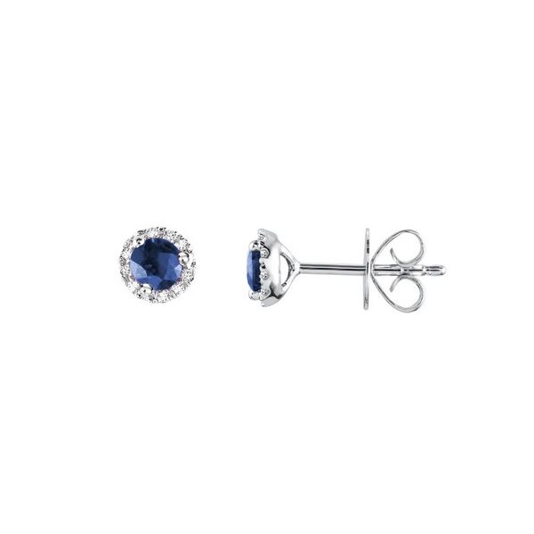 Sterling Silver BLUE SAPPHIRE & Cubic Zirconia EARRINGS Barthau Jewellers Stouffville, ON
