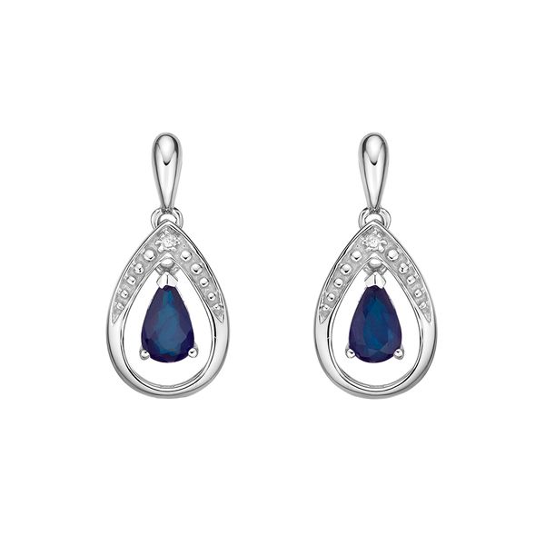 10K White Gold Pear Shaped Sapphire And Diamond Earrings Barthau Jewellers Stouffville, ON