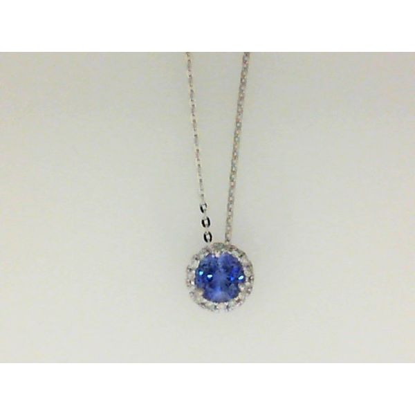 14KW Tanzanite & Diamond Halo Necklace Image 2 Barthau Jewellers Stouffville, ON