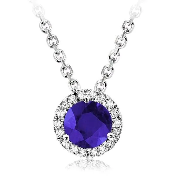 14KW Tanzanite & Diamond Halo Necklace Barthau Jewellers Stouffville, ON