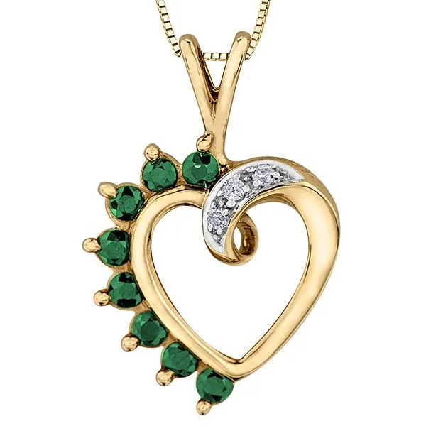 10KY Emerald & Diamond Heart Necklace Barthau Jewellers Stouffville, ON