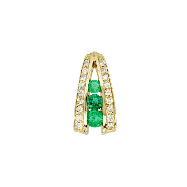 14K Yellow Gold Emerald and Diamond Necklace Barthau Jewellers Stouffville, ON