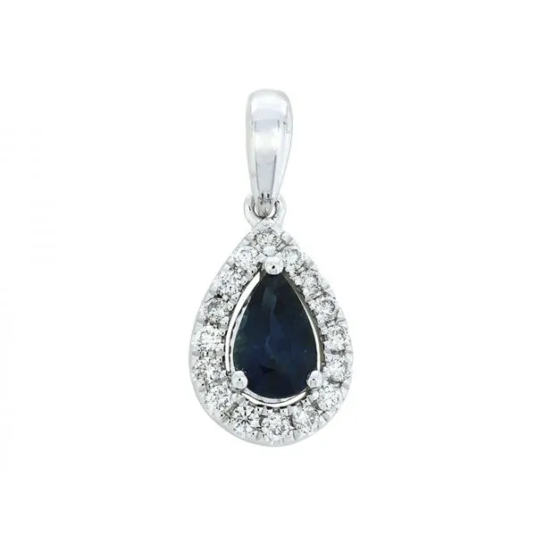 14K White Gold BLUE SAPPHIRE & DIAMOND NECKLACE Barthau Jewellers Stouffville, ON