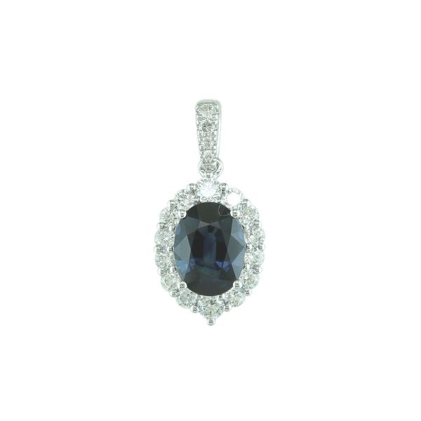 14K White Gold Blue Sapphire & Diamond Necklace Barthau Jewellers Stouffville, ON