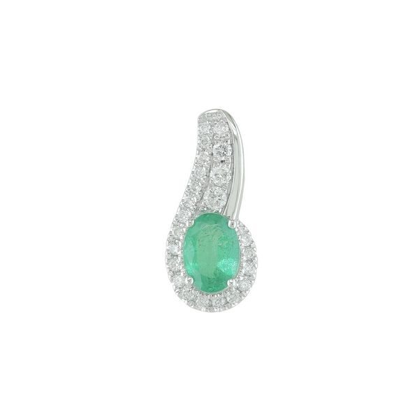 14K White Gold Emerald & Diamond Necklace Barthau Jewellers Stouffville, ON