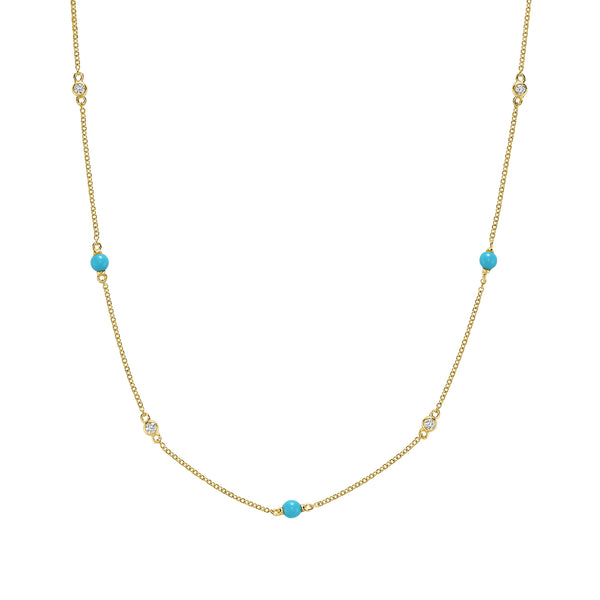 14K Yellow Gold Turqoise and Diamond Station Bracelet Barthau Jewellers Stouffville, ON